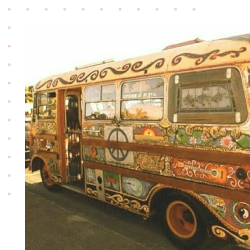Hippie bus with peace sign