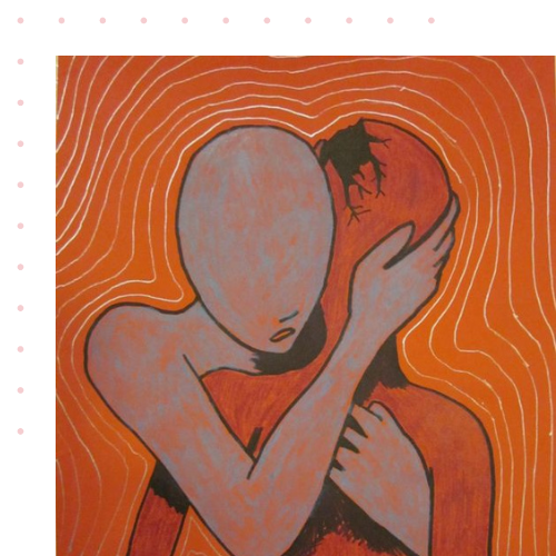 Art of 2 people with one holding a broken one