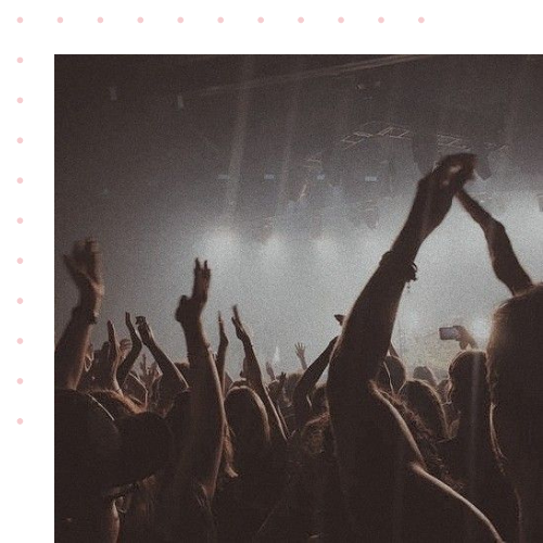 A crowd of people at a concert with a black and white filter